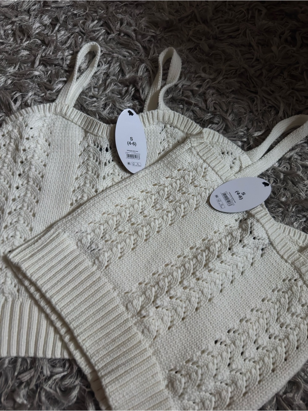Cream Knit Cable Tank Top - lavender 
Xs,s,m sizes available